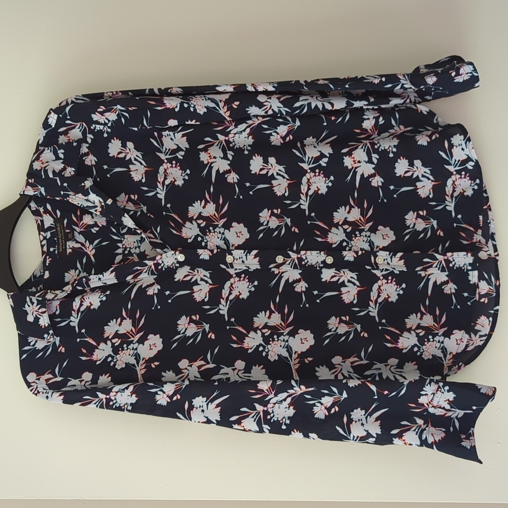 Banana Republic Navy Floral Blouse Size XS